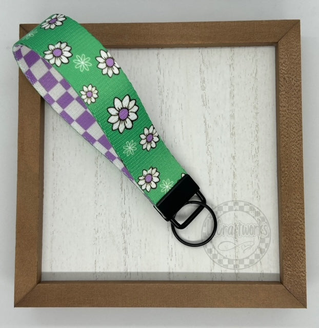 Key Fob keychain wristlet- double sided