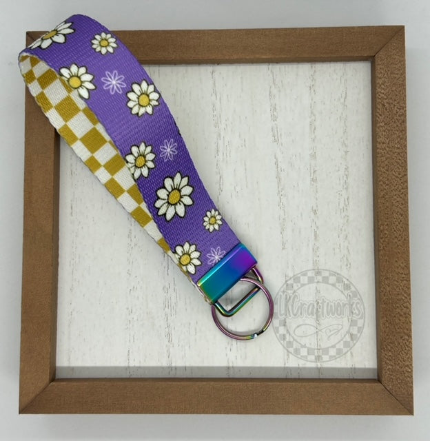 Key Fob keychain wristlet- double sided