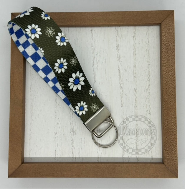 Key Fob keychain wristlet- double sided