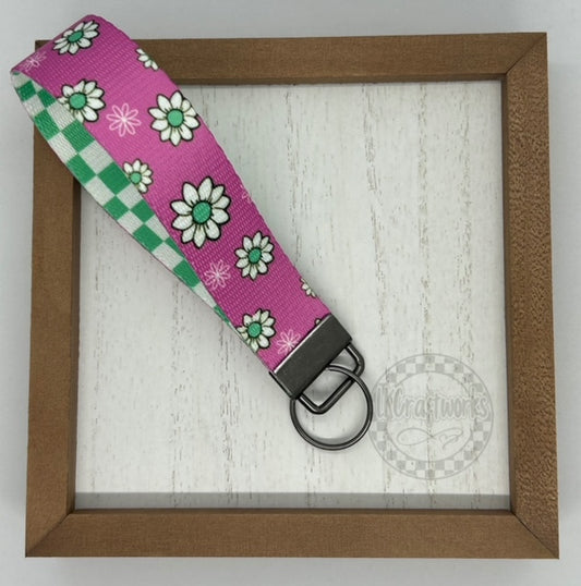 Key Fob keychain wristlet- double sided