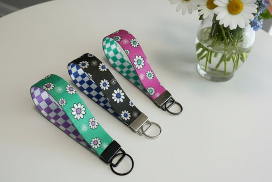 Key Fob keychain wristlet- double sided