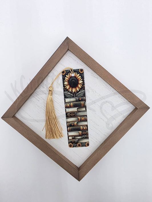 Bookmark- Sunflower book stack